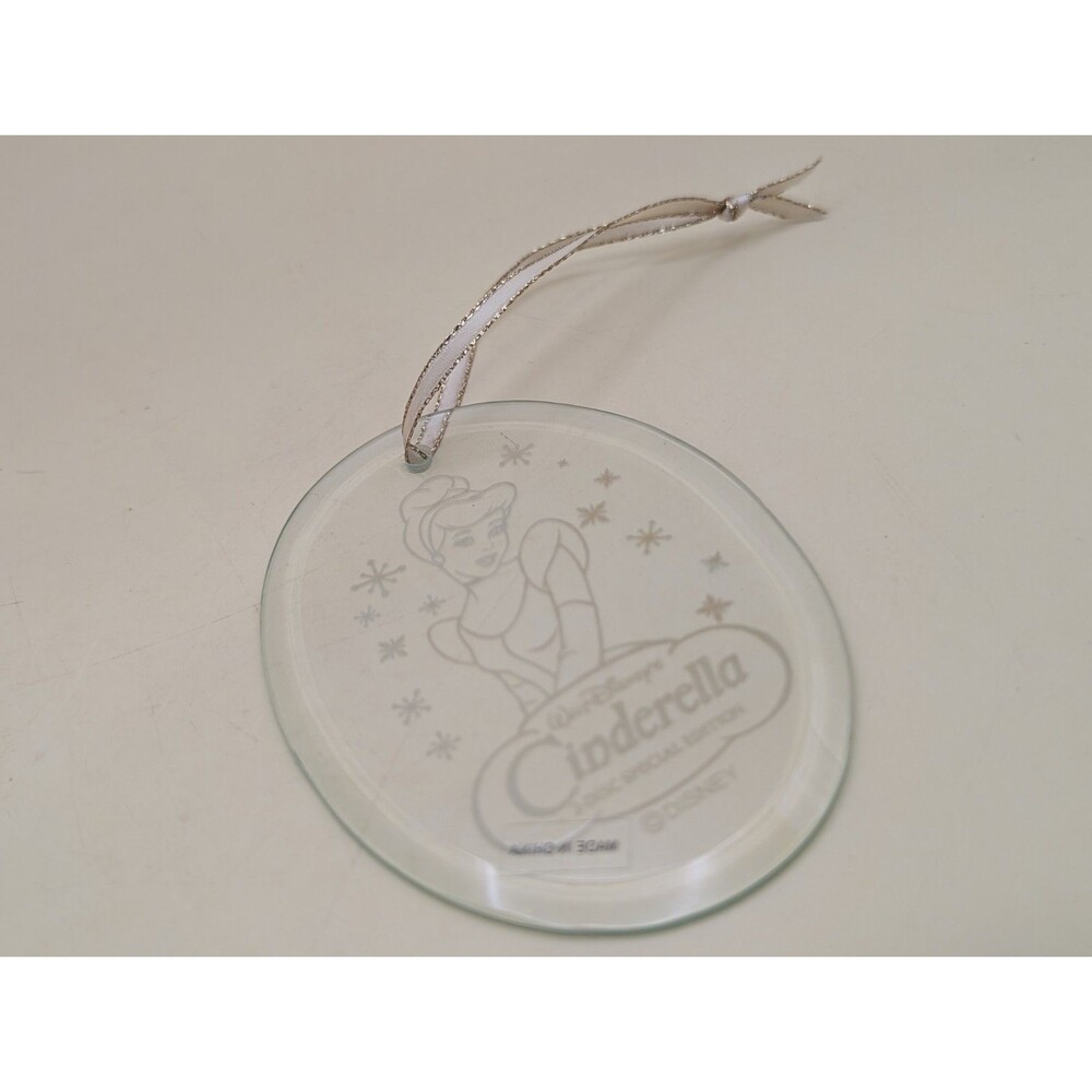 Disney Cinderella Clear Etched Crystal Glass Oval Holiday Tree Ornament Movie